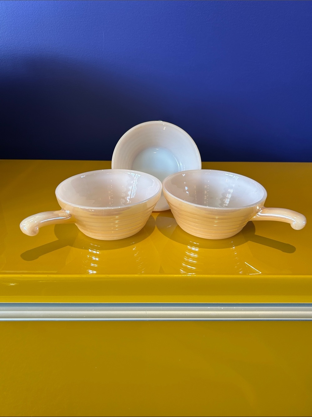 Fire King Peach Lustre bowls